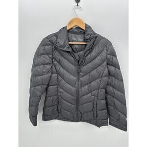 Calvin Klein Packable Lightweight Down Puffer Jacket Gray Womens‎ Small Travel